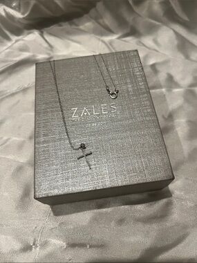 Zales White Gold and Diamond Cross Pendant Necklace - Silver color
